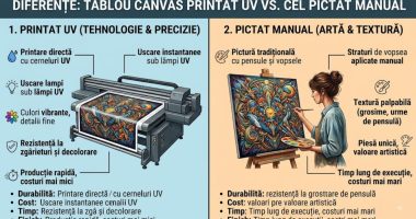 Tablou canvas printat UV versus cel pictat manual